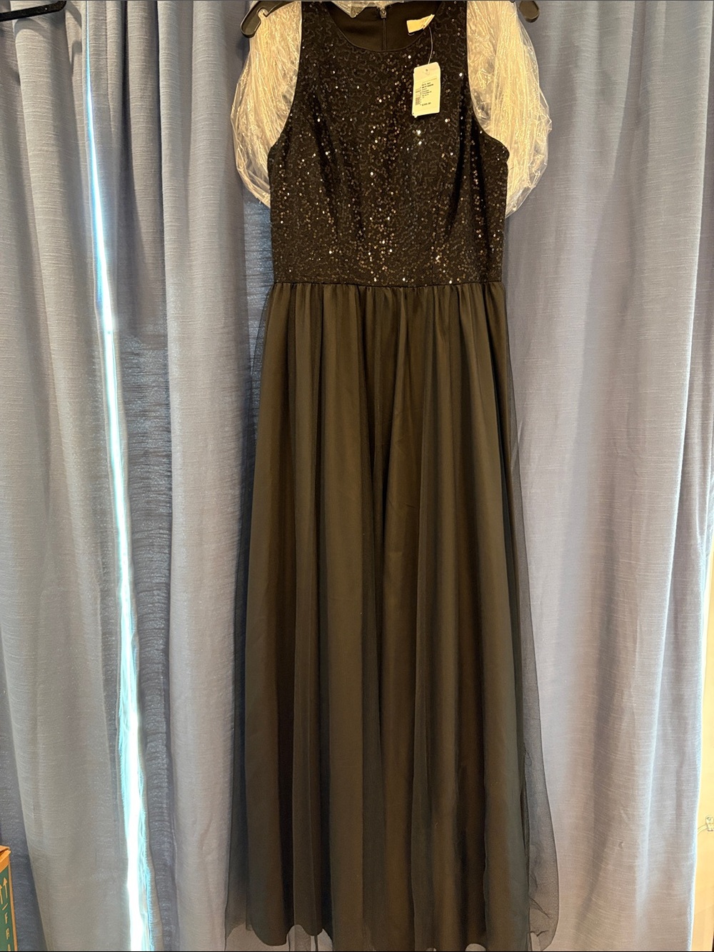Aidan Black Sequin & Tulle Gown NWT